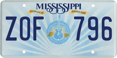 MS license plate ZOF796