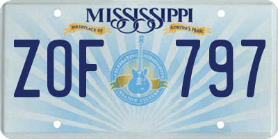 MS license plate ZOF797