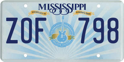 MS license plate ZOF798