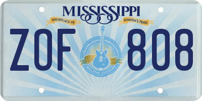 MS license plate ZOF808