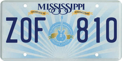 MS license plate ZOF810