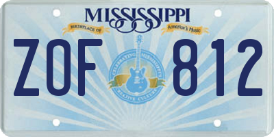 MS license plate ZOF812