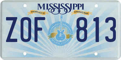 MS license plate ZOF813