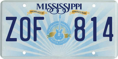 MS license plate ZOF814