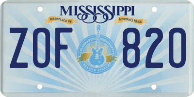 MS license plate ZOF820