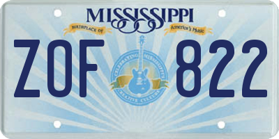 MS license plate ZOF822