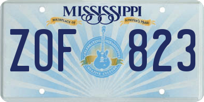 MS license plate ZOF823