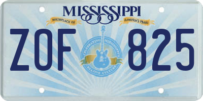 MS license plate ZOF825