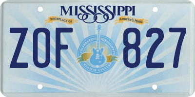 MS license plate ZOF827