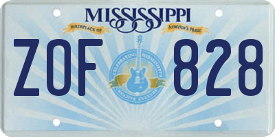 MS license plate ZOF828