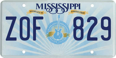 MS license plate ZOF829