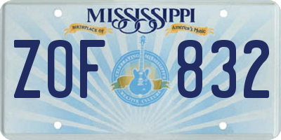 MS license plate ZOF832