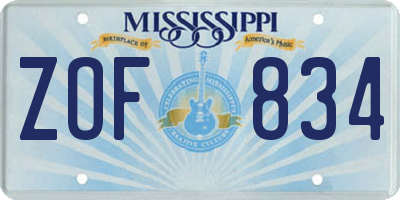 MS license plate ZOF834