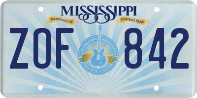 MS license plate ZOF842