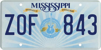 MS license plate ZOF843