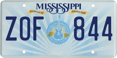 MS license plate ZOF844