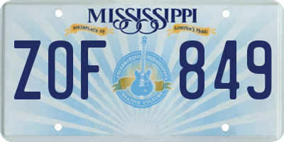MS license plate ZOF849