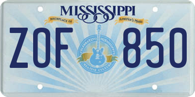 MS license plate ZOF850