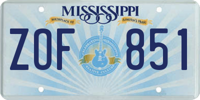 MS license plate ZOF851