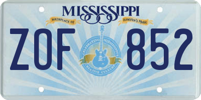 MS license plate ZOF852