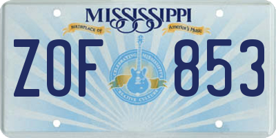 MS license plate ZOF853