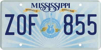 MS license plate ZOF855