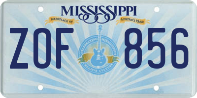 MS license plate ZOF856