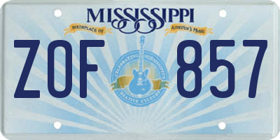 MS license plate ZOF857