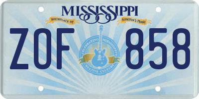 MS license plate ZOF858