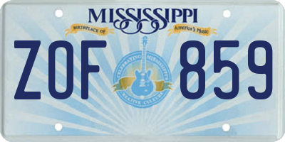 MS license plate ZOF859