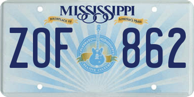MS license plate ZOF862