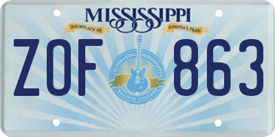 MS license plate ZOF863