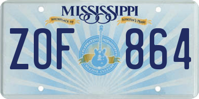 MS license plate ZOF864