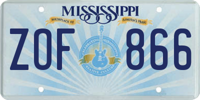 MS license plate ZOF866