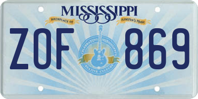 MS license plate ZOF869