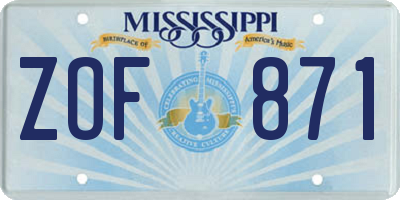 MS license plate ZOF871