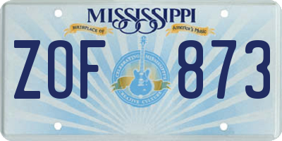 MS license plate ZOF873