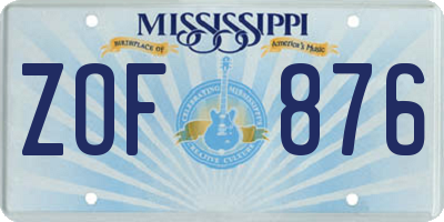 MS license plate ZOF876