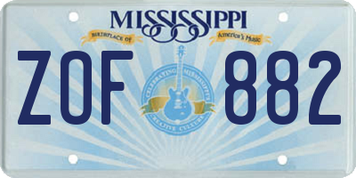 MS license plate ZOF882
