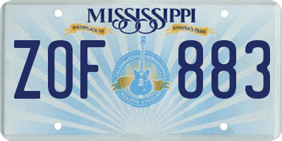 MS license plate ZOF883