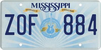 MS license plate ZOF884
