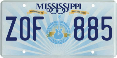 MS license plate ZOF885