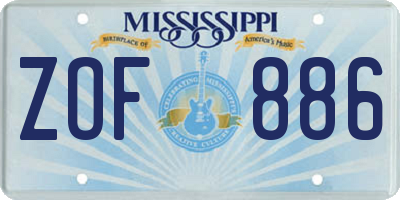 MS license plate ZOF886