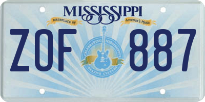 MS license plate ZOF887