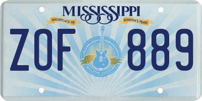 MS license plate ZOF889