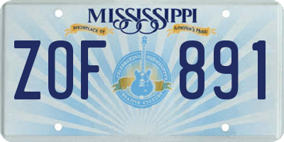 MS license plate ZOF891