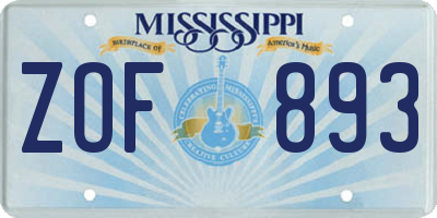MS license plate ZOF893