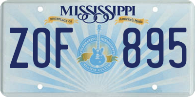 MS license plate ZOF895