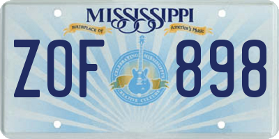 MS license plate ZOF898