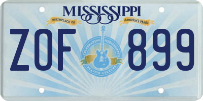 MS license plate ZOF899